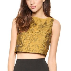 Alice + Olivia Gold Cerra Crop Top Sleeveless